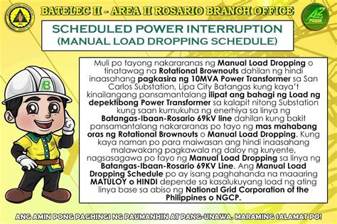 batelec lipa schedule of brownout today|MANUAL LOAD DROPPING SCHEDULE .